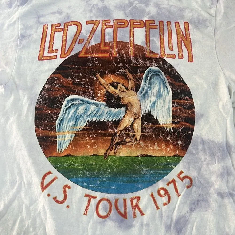 Unisex Purple Tie-dye Led Zeppelin US Tour 1975 Graphic Tee Size S/M